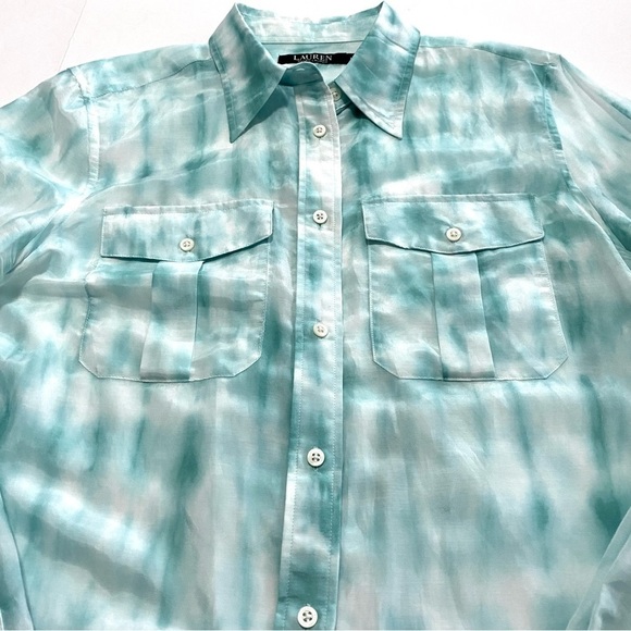 LAUREN Ralph Lauren Tie-dye Cotton Button-down Shirt Blouse Medium - Picture 7 of 13